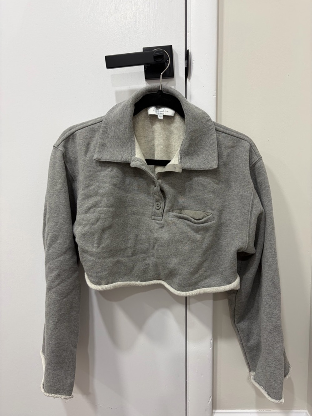 L’Academie Cropped Grey Long Sleeve Polo